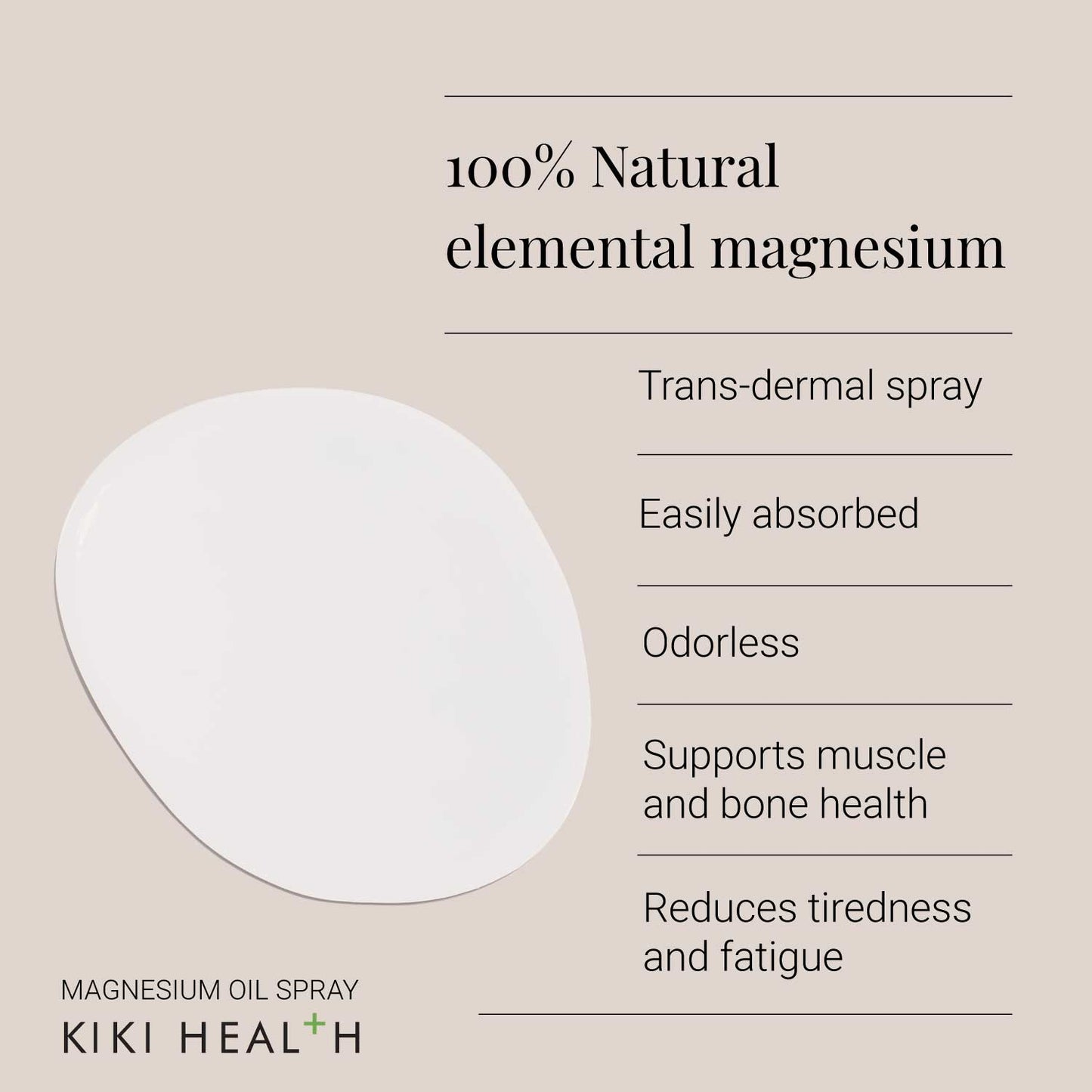 KIKI Health Magnesium Oil Spray 125ml - Beauty and the Benefit