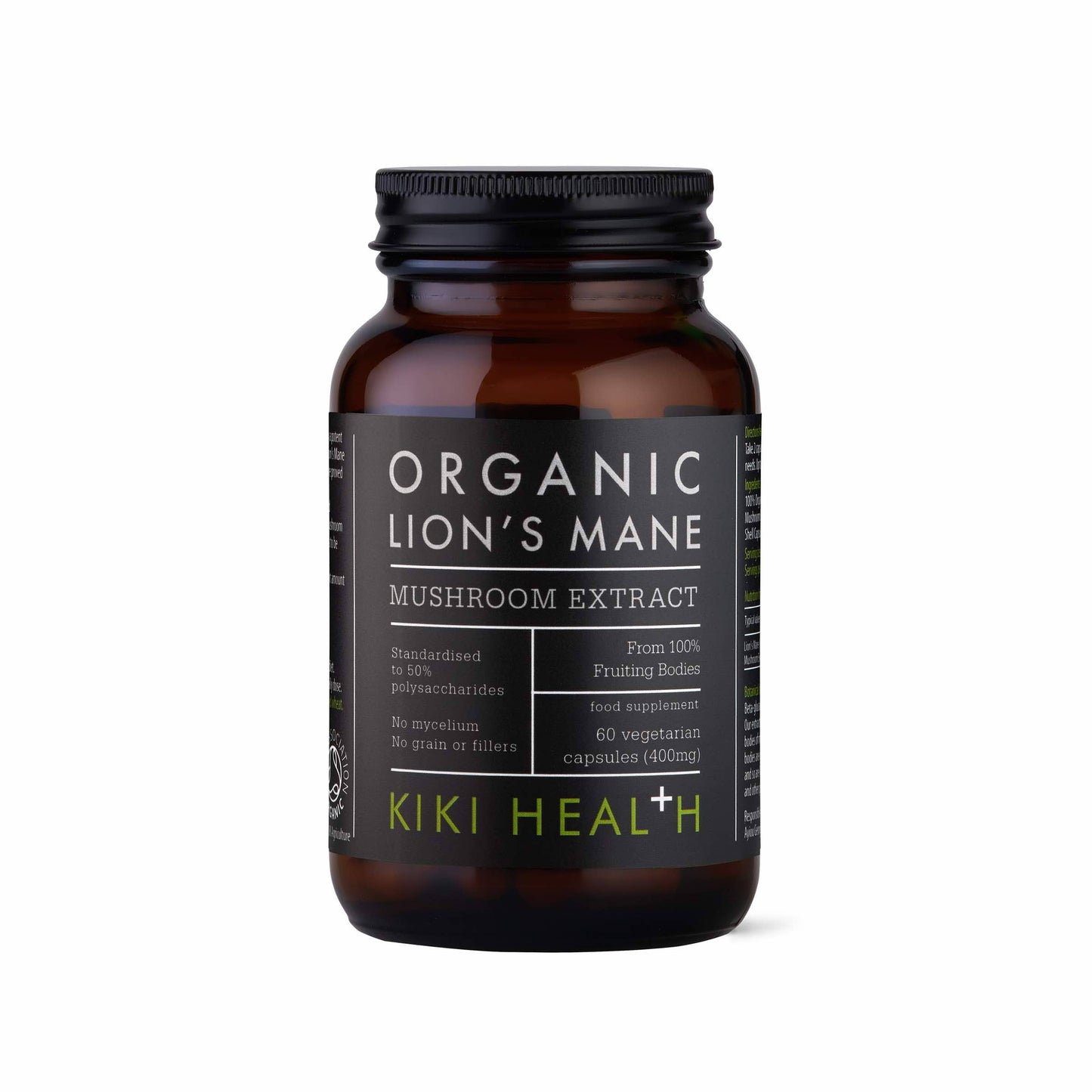 KIKI Health Organic Lion's Mane Extract Mushroom - 60 Vegicaps