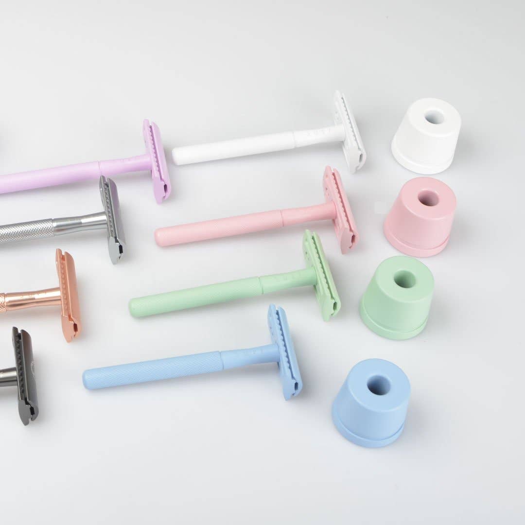 SU-RF Flamingo Safety Razor + Stand + 10 Free Blades - Beauty and the Benefit