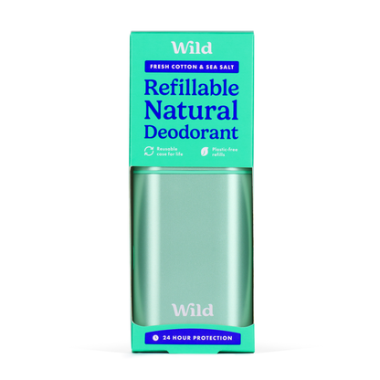 Wild -  Deodorant Starter Pack, Fresh Cotton + Aqua Case