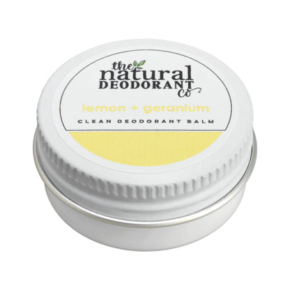 The Natural Deodorant co. Clean Deodorant Balm Lemon + Geranium 10g Mini - Beauty and the Benefit 