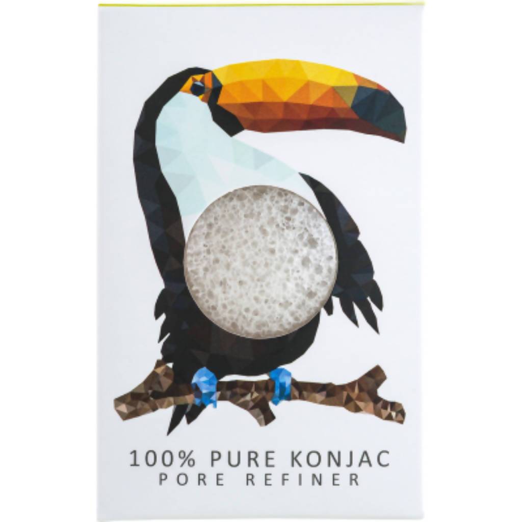 The Konjac Sponge Company  Rainforest Toucan Pure Konjac Mini Face Puff - Beauty and the Benefit 