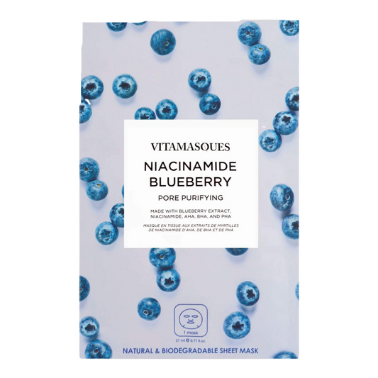 Vitamasques  Niacinamide Blueberry Face Sheet Mask - Beauty and the Benefit 